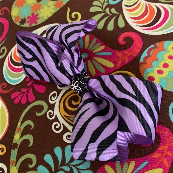 Purple Zebra Hair Bow - Picture 3 of 4